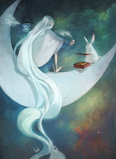 Chang'o, The Moon Goddess and her rabbit