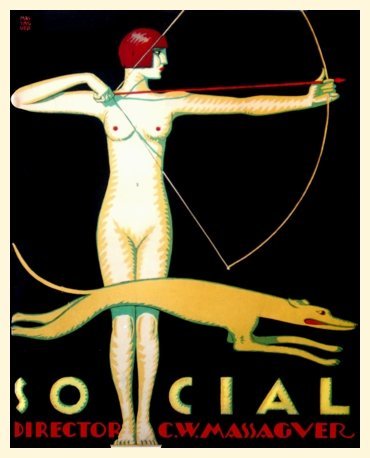 Cuban Deco Poster of Goddess Artemis