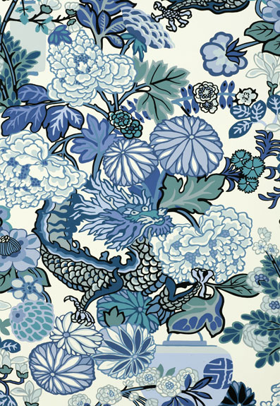 Blue Chang Mai Dragon print