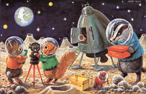 Landing on the Moon | vintage postcard